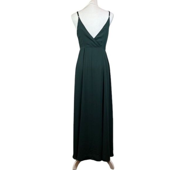 Fame & Partners Tilbury Dress Forest Green Wrap Maxi Adjustable Straps Size 0 - Picture 6 of 13